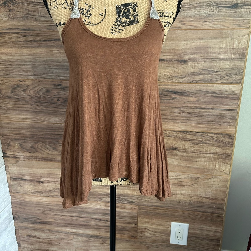 Emma & Sam. Brown razor back tank top with silver sequin. Size medium
